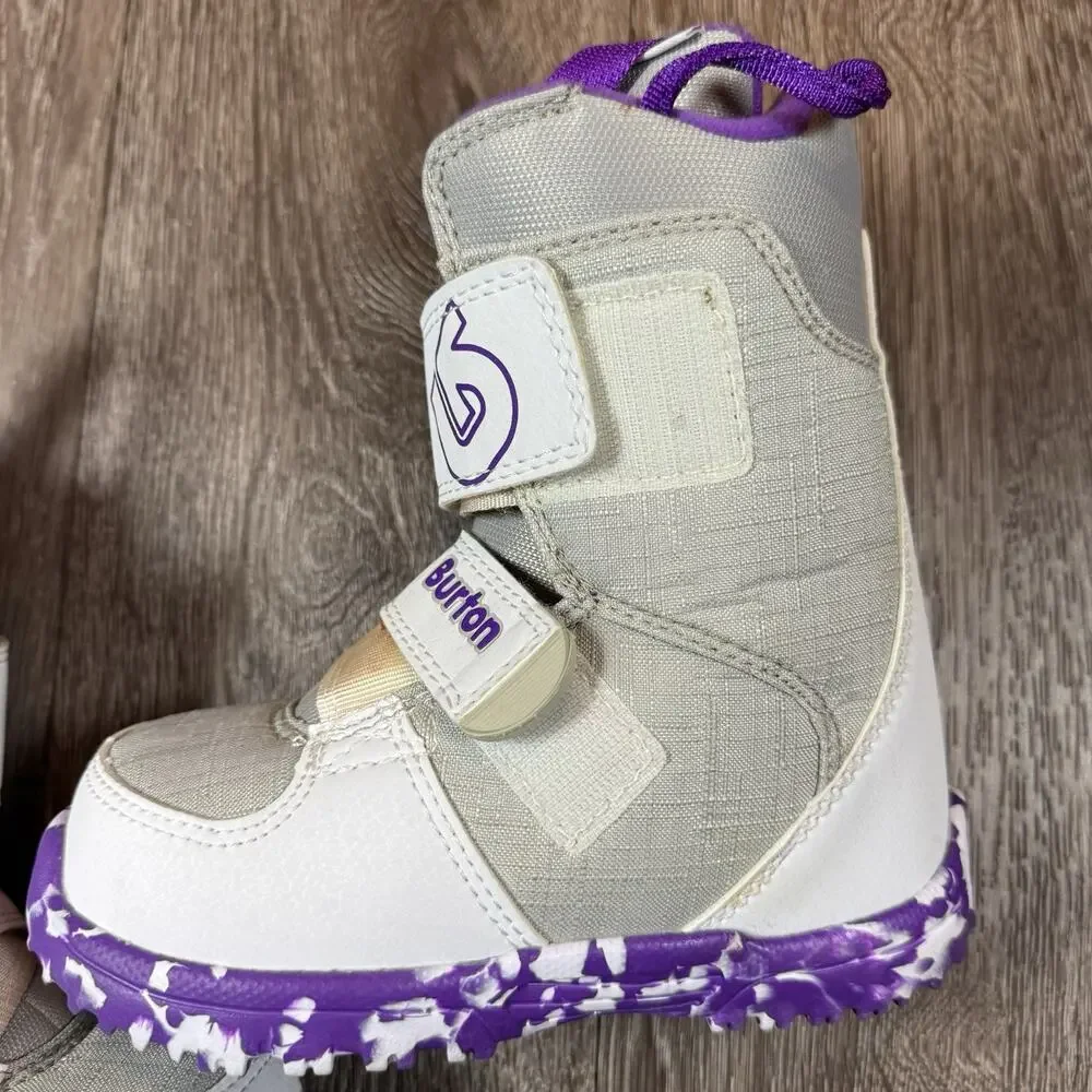 Burton Kids' Mini Grom Snowboard Ski Boots White Purple US Size 11 C
